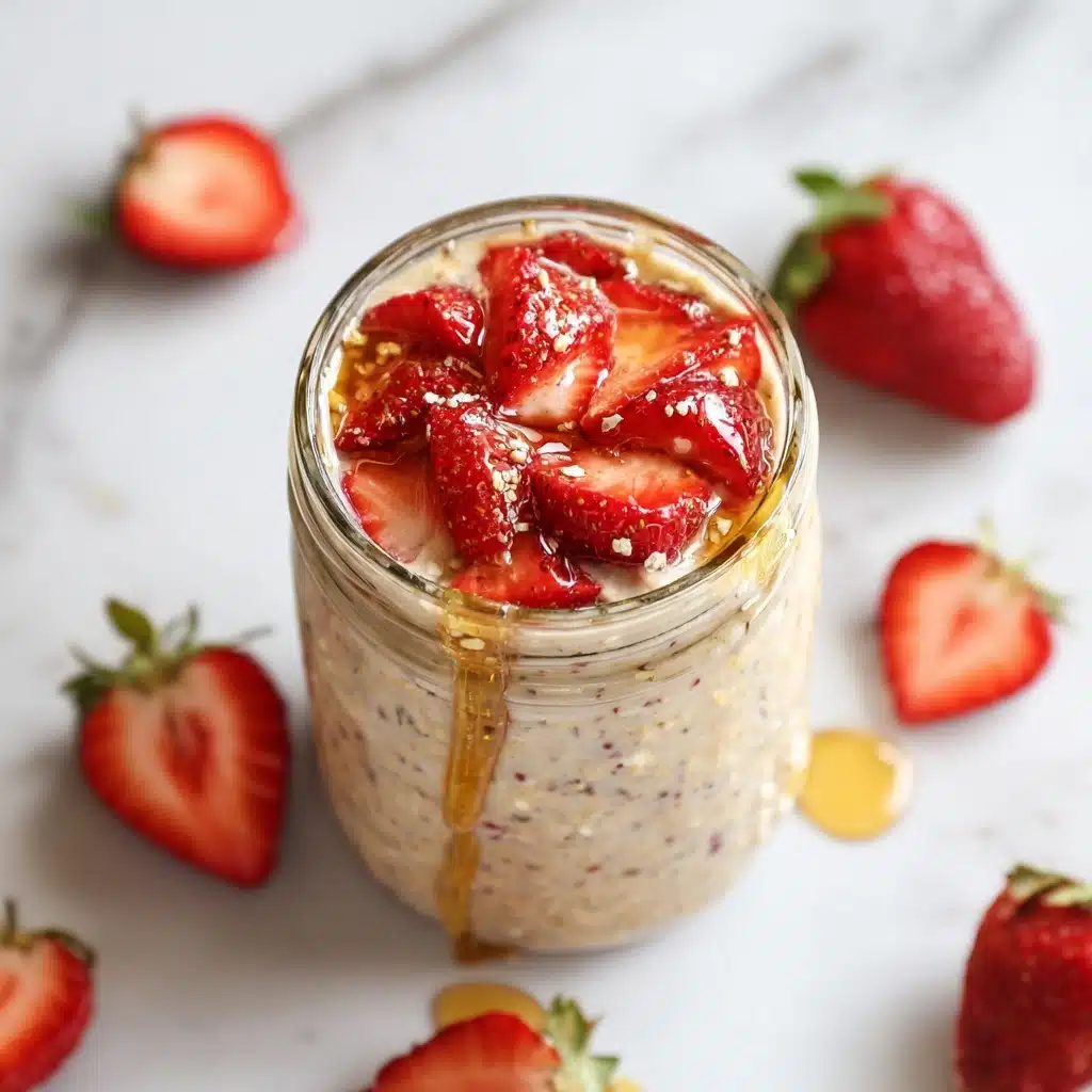 Strawberry Cheesecake Overnight Oats Recipe - Recipe Image