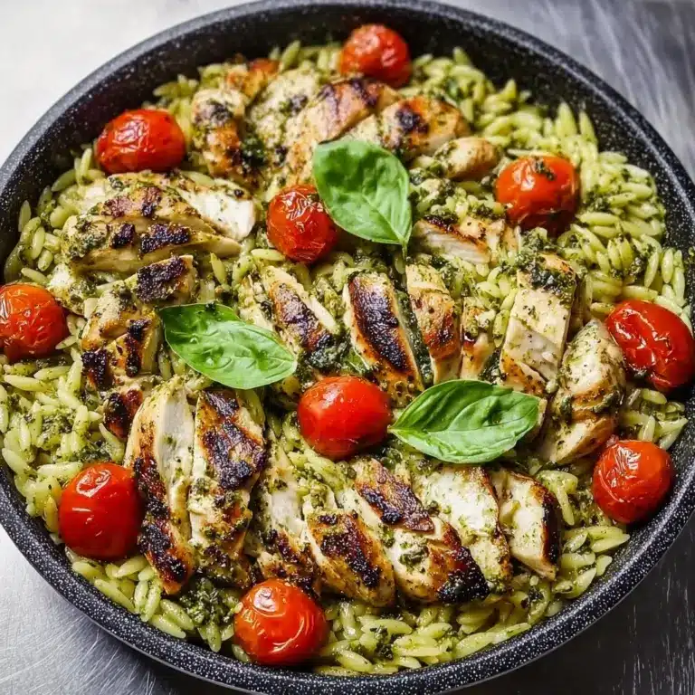 One Pan Chicken & Pesto Orzo Recipe