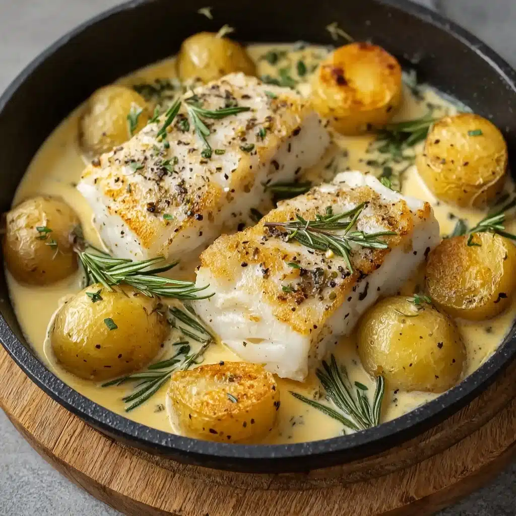 the best Cod & Potatoes in Rosemary Cream Sauce Recipe
