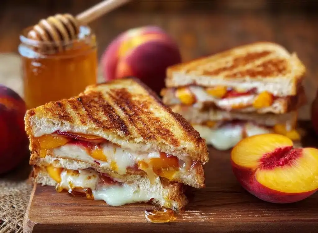 Honey Peach White Cheddar Grilled Cheese Sandwich Recipe