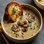 Creamy Mushroom Soup with Garlic Butter Recipe