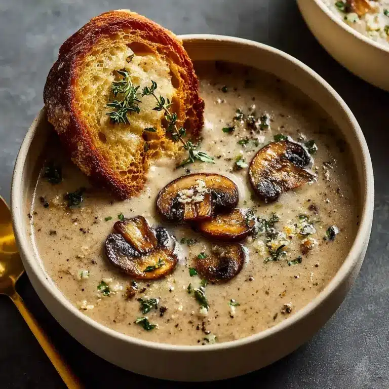 Creamy Mushroom Soup with Garlic Butter Recipe