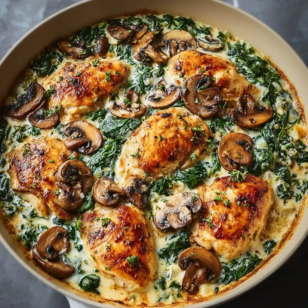 Creamy Chicken, Spinach and Mushroom Bake Recipe - Recipe Image