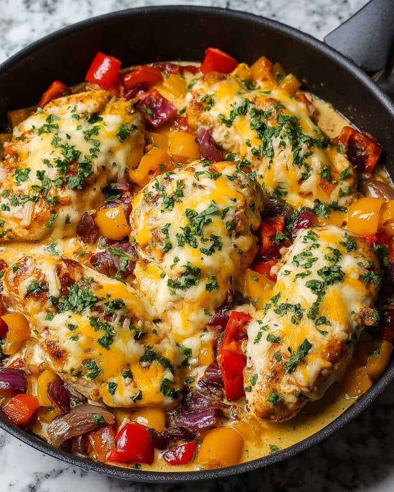 Cheesy Baja Chicken & Bell Pepper Skillet Recipe