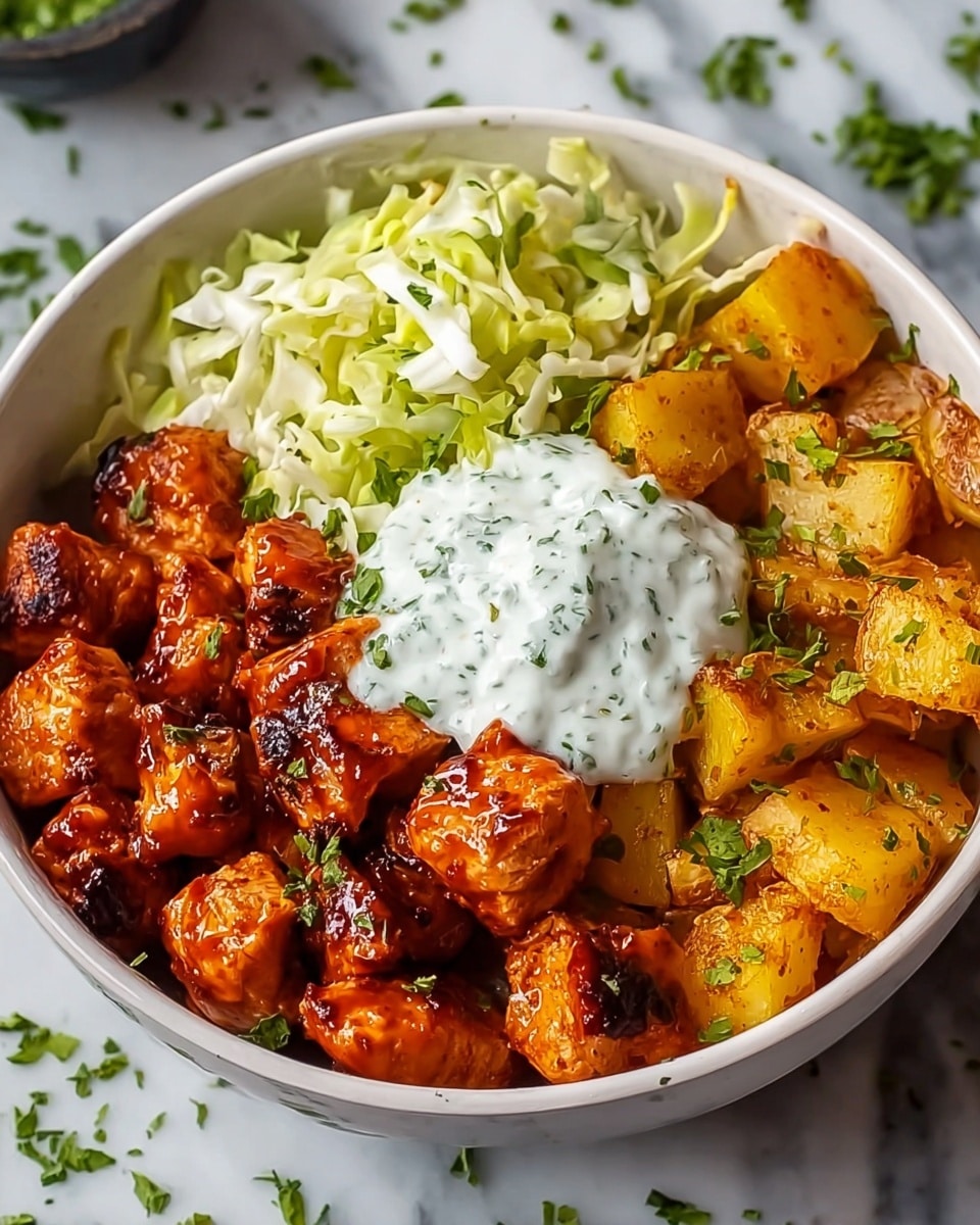 Buffalo Chicken Bowl with Crispy Potatoes & Shaved Brussels Recipe