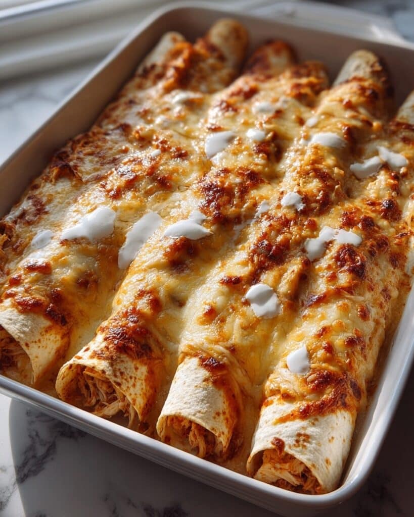 38g Protein Chicken Enchiladas with Dreamy White Sauce Recipe