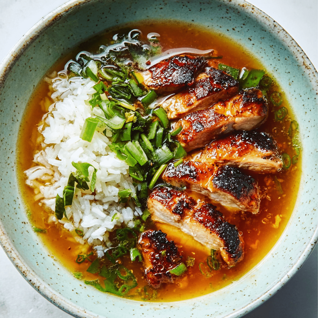 Caramelised Soy Chicken in Garlic Ginger Broth with Rice Recipe - Recipe Image