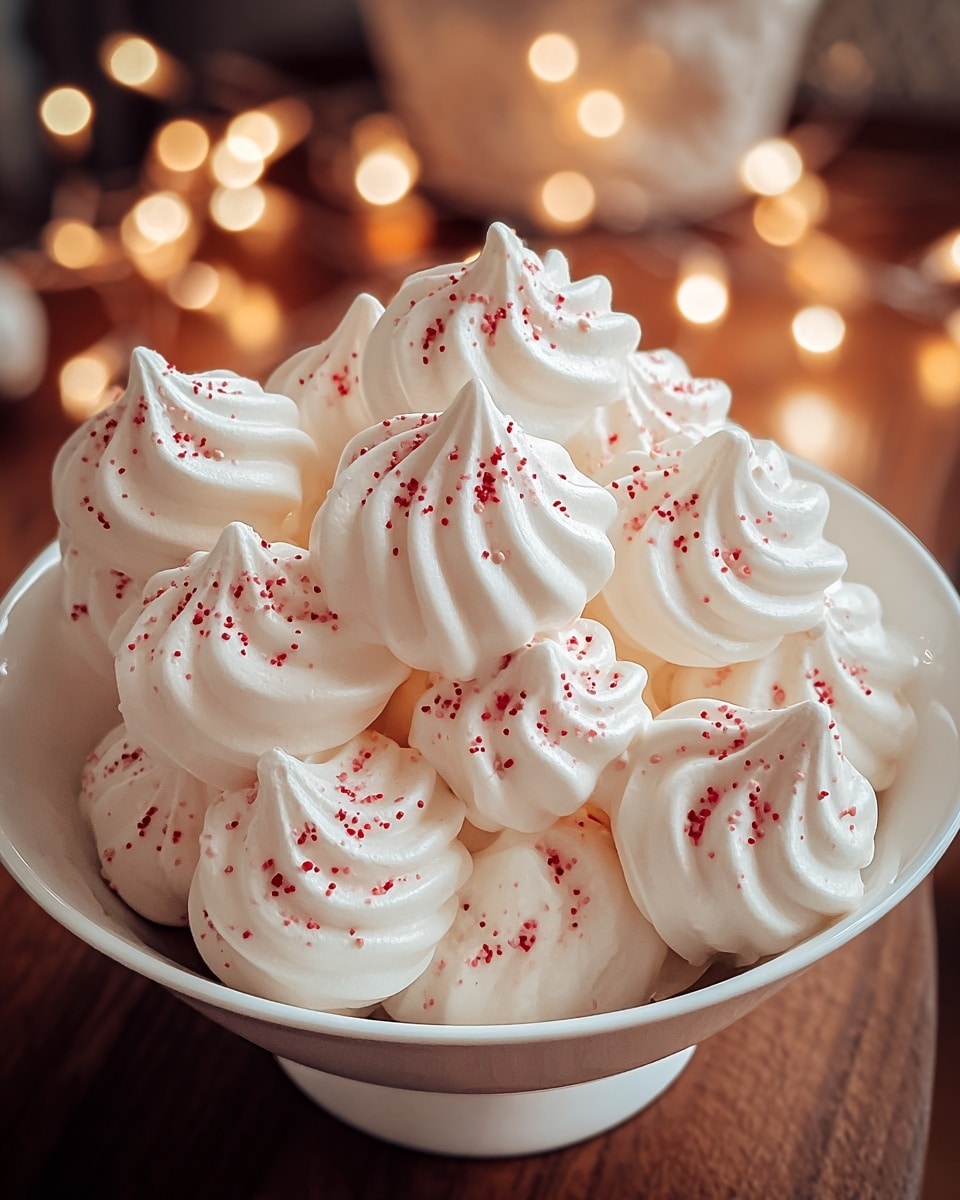 White Christmas Peppermint Meringues Recipe