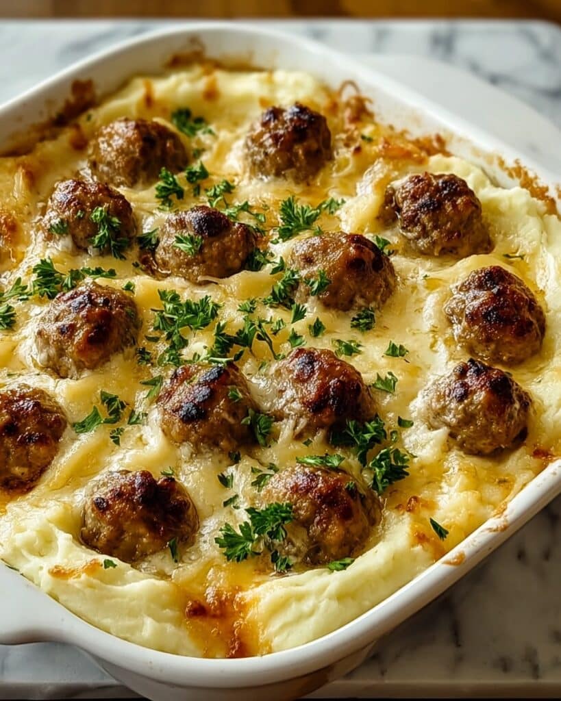 Cozy Meatball & Mashed Potato Bake for Ultimate Comfort Recipe