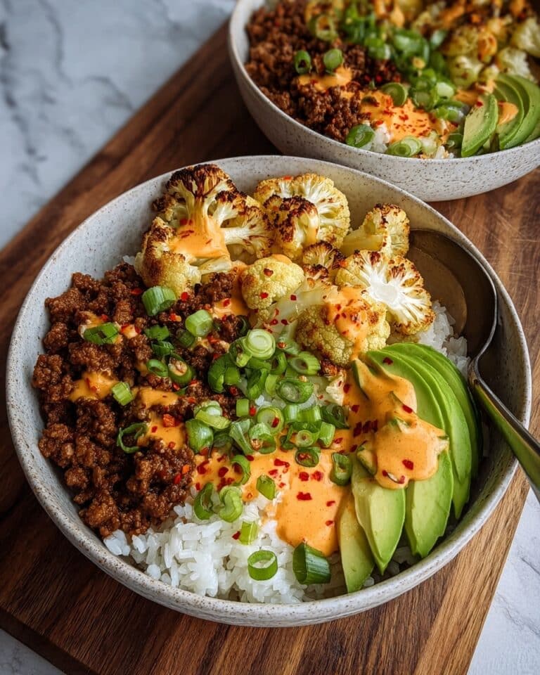 Crispy Chile Ground Beef and Cauliflower Protein Bowls Recipe