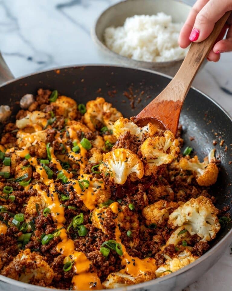 Crispy Chili Ground Beef and Cauliflower Skillet Recipe