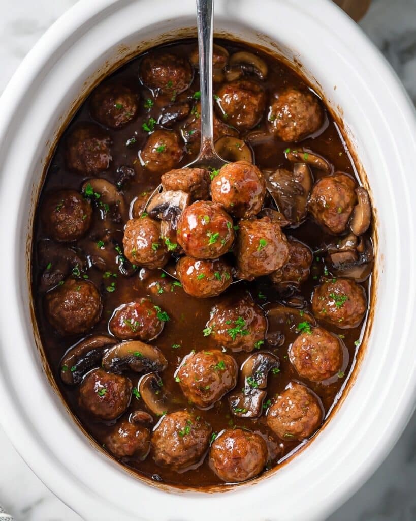 Salisbury Steak Meatballs in Mushroom Gravy Recipe