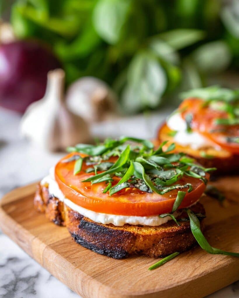 Heirloom Tomato Toasts with Feta and Herbs Recipe