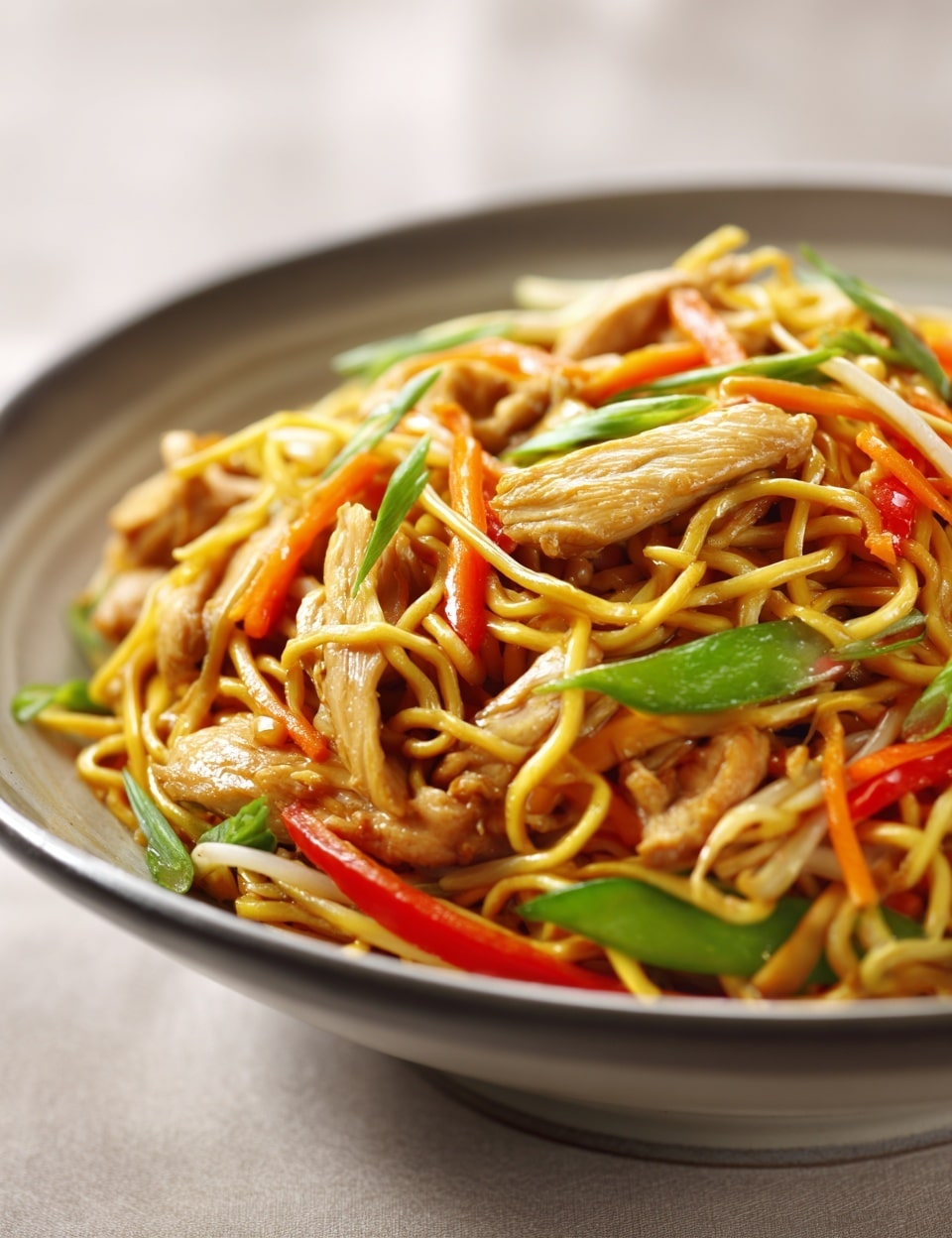 Stir-Fried Noodles with Chicken and Vegetables Recipe - Recipe Image