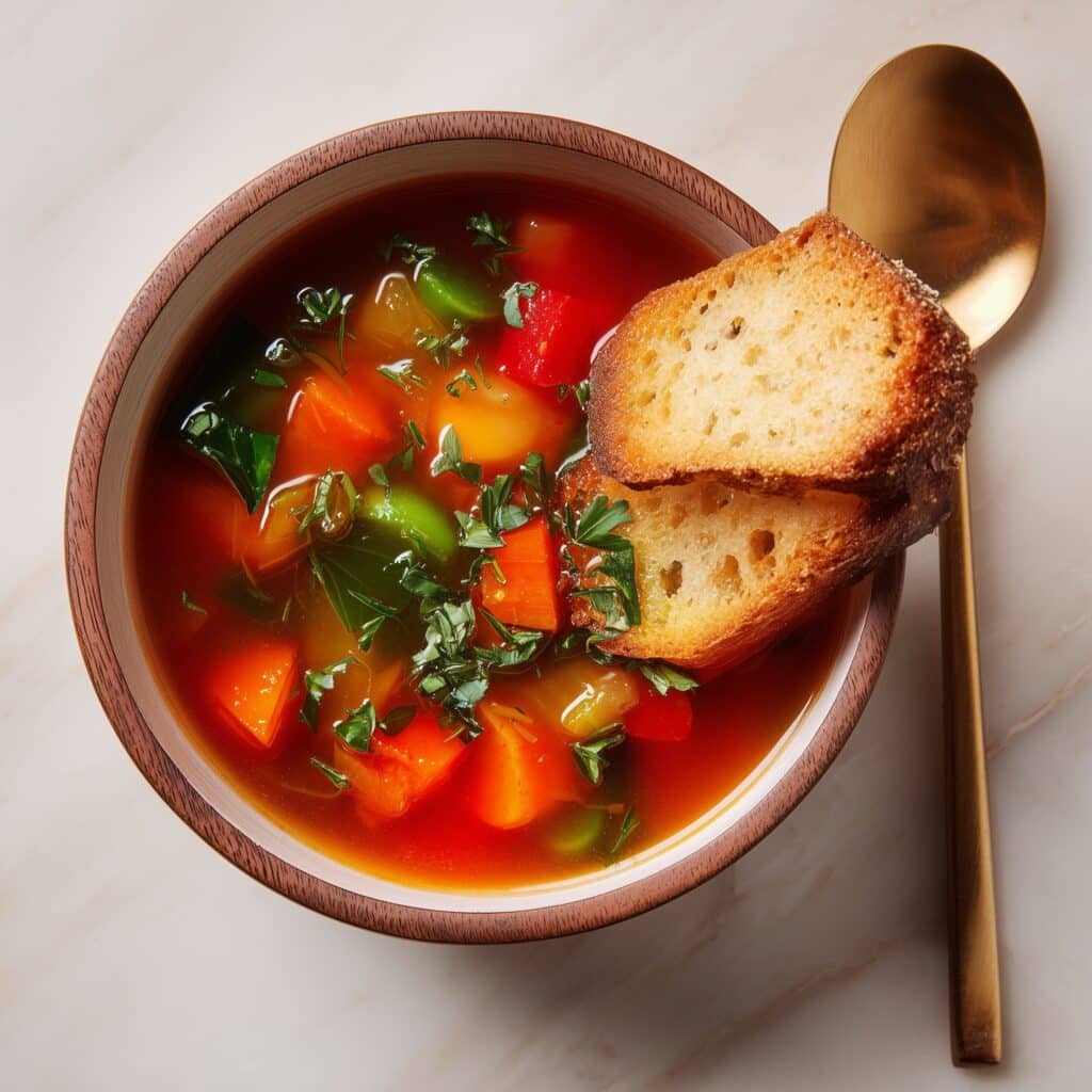 Hearty Minestrone Soup with Bacon and Fresh Vegetables Recipe