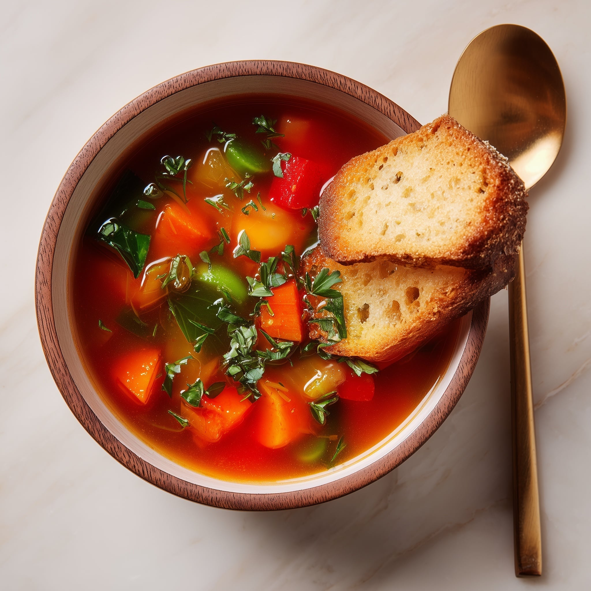 Hearty Minestrone Soup with Bacon and Fresh Vegetables Recipe - Recipe Image