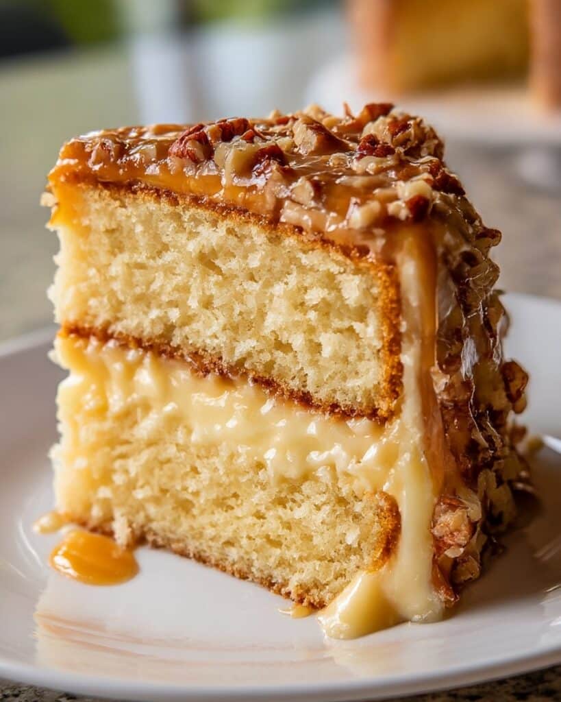 White German Chocolate Cake with Cheesecake Center Recipe