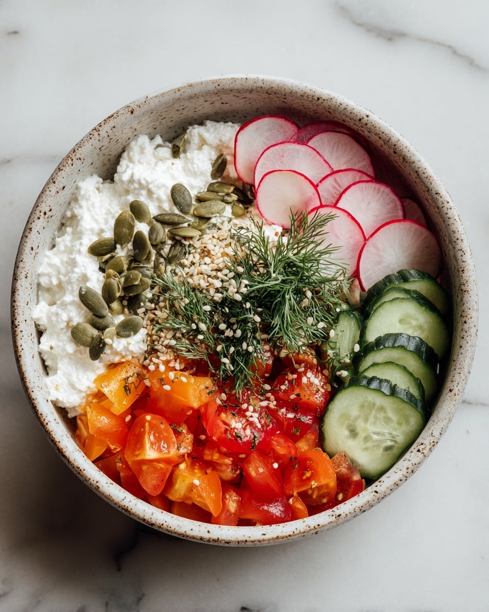 Cottage Cheese Bowls with Fresh Vegetables and Seeds Recipe - Recipe Image