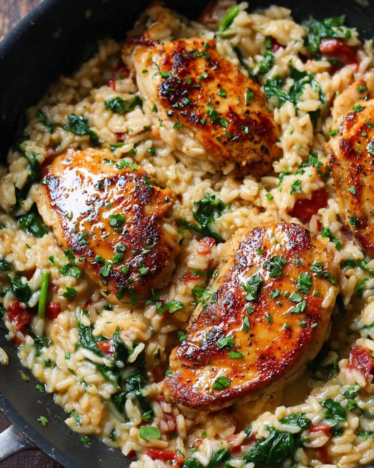 Creamy Sun-Dried Tomato and Spinach Chicken Risotto Recipe