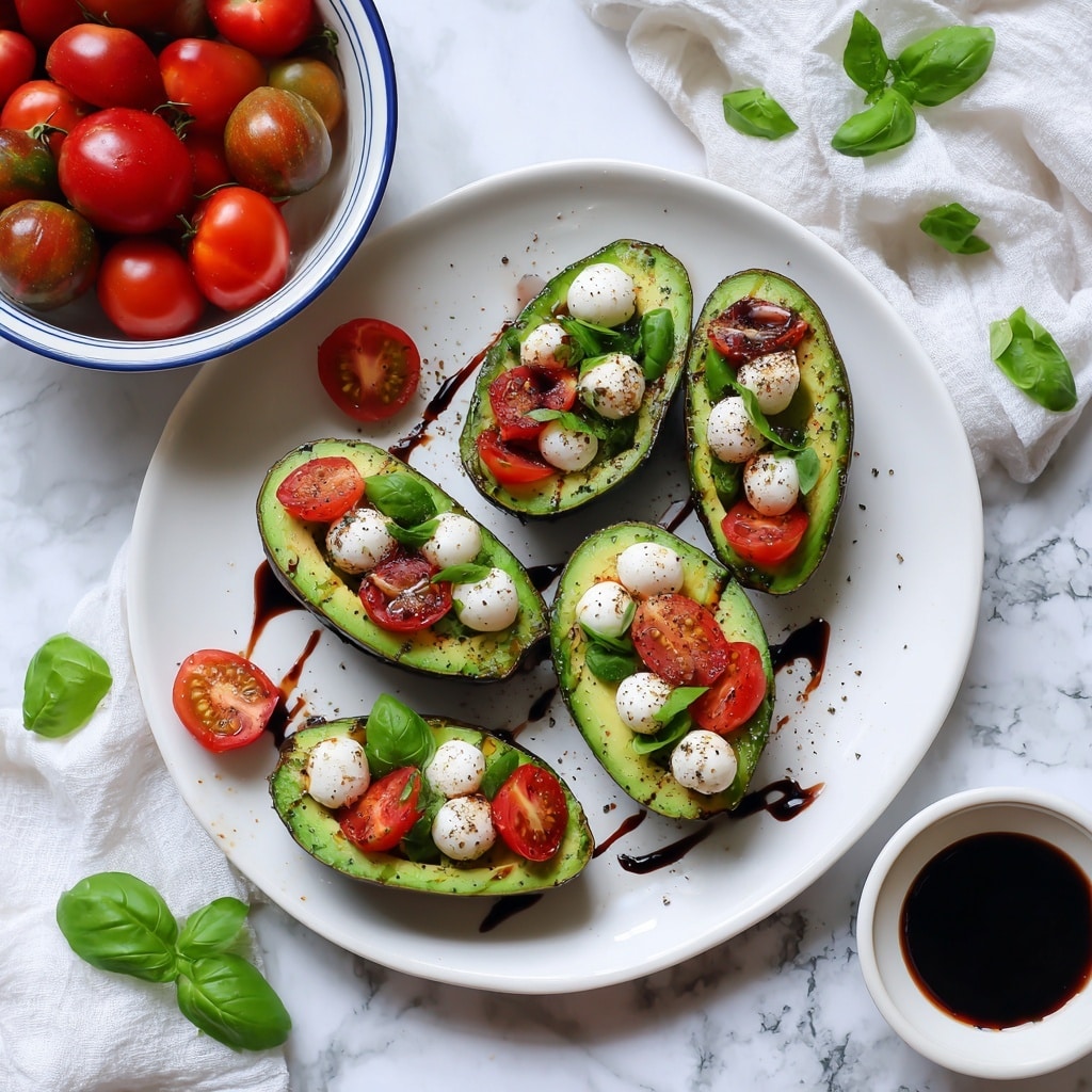 Caprese Stuffed Avocados with Balsamic Glaze Recipe
