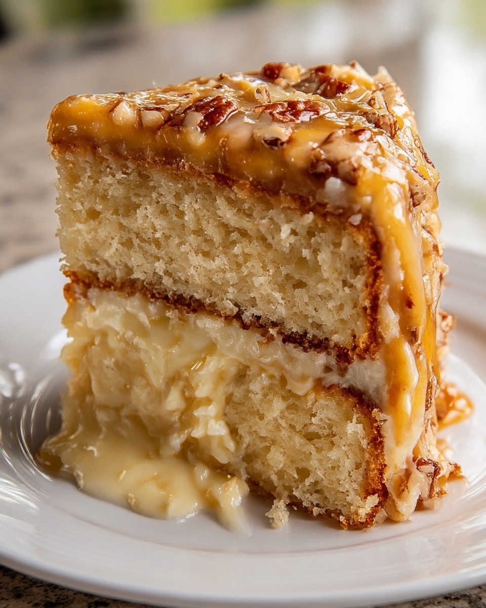White German Chocolate Cake with Cheesecake Center Recipe - Recipe Image