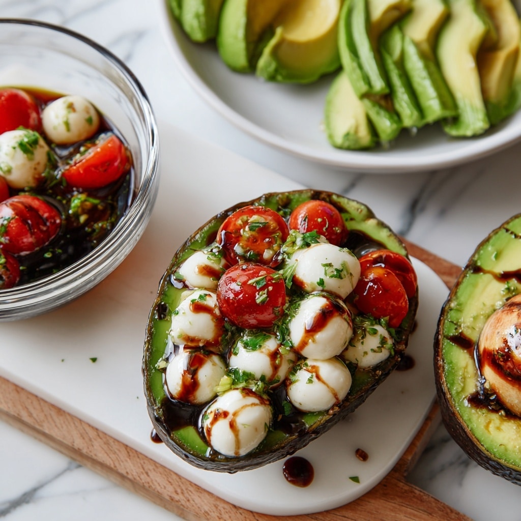 Caprese Stuffed Avocados with Balsamic Glaze Recipe - Recipe Image