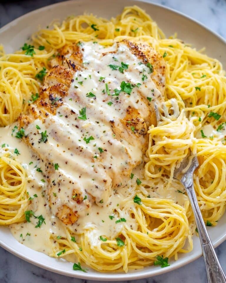 Crock Pot Angel Chicken with Creamy Italian Sauce and Angel Hair Pasta Recipe