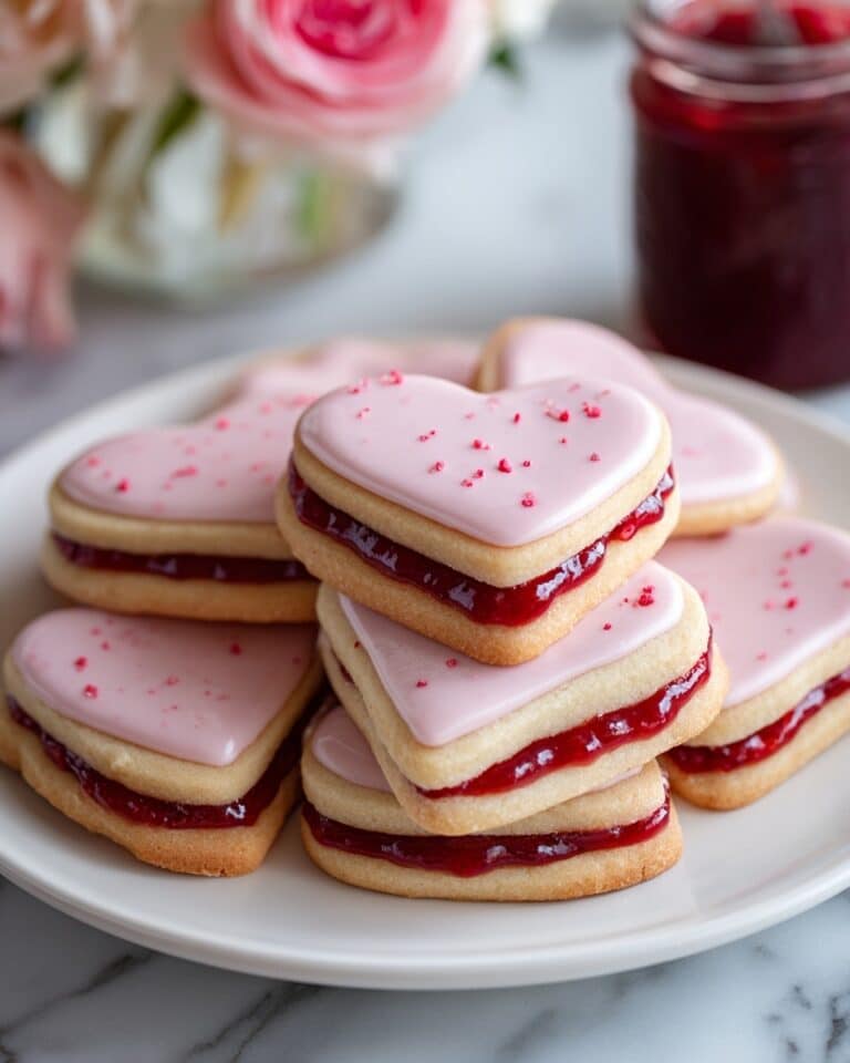 Filled Heart-Shaped Strawberry Shortbread Cookies Recipe