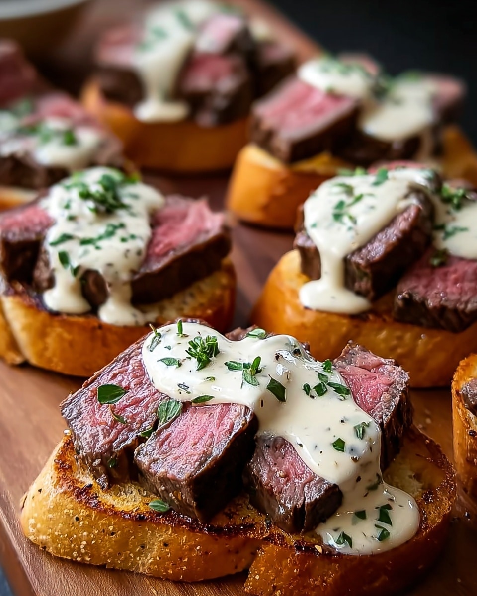 Beef Tenderloin Crostini with Parmesan Cream Sauce Recipe - Recipe Image