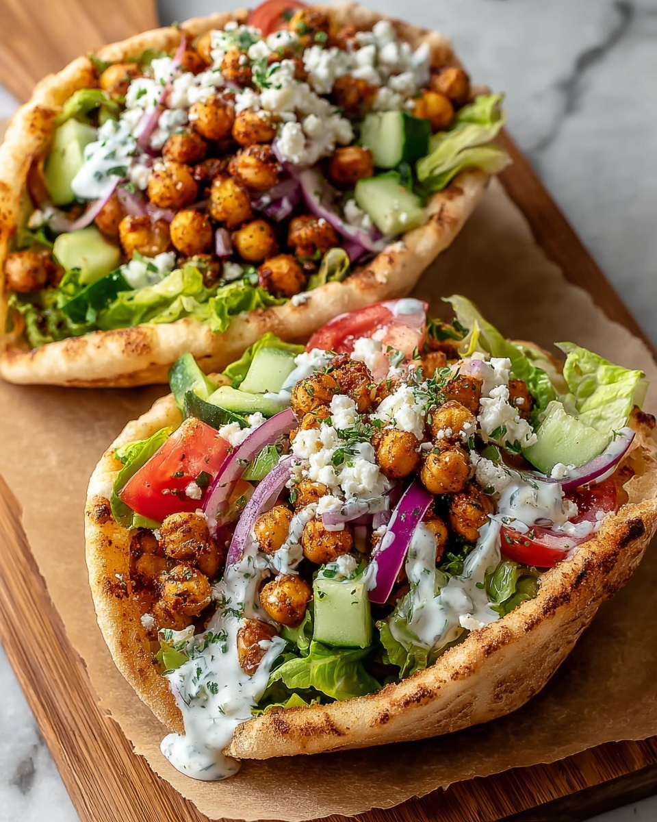 Mediterranean Chickpea Pita Tacos Recipe - Recipe Image