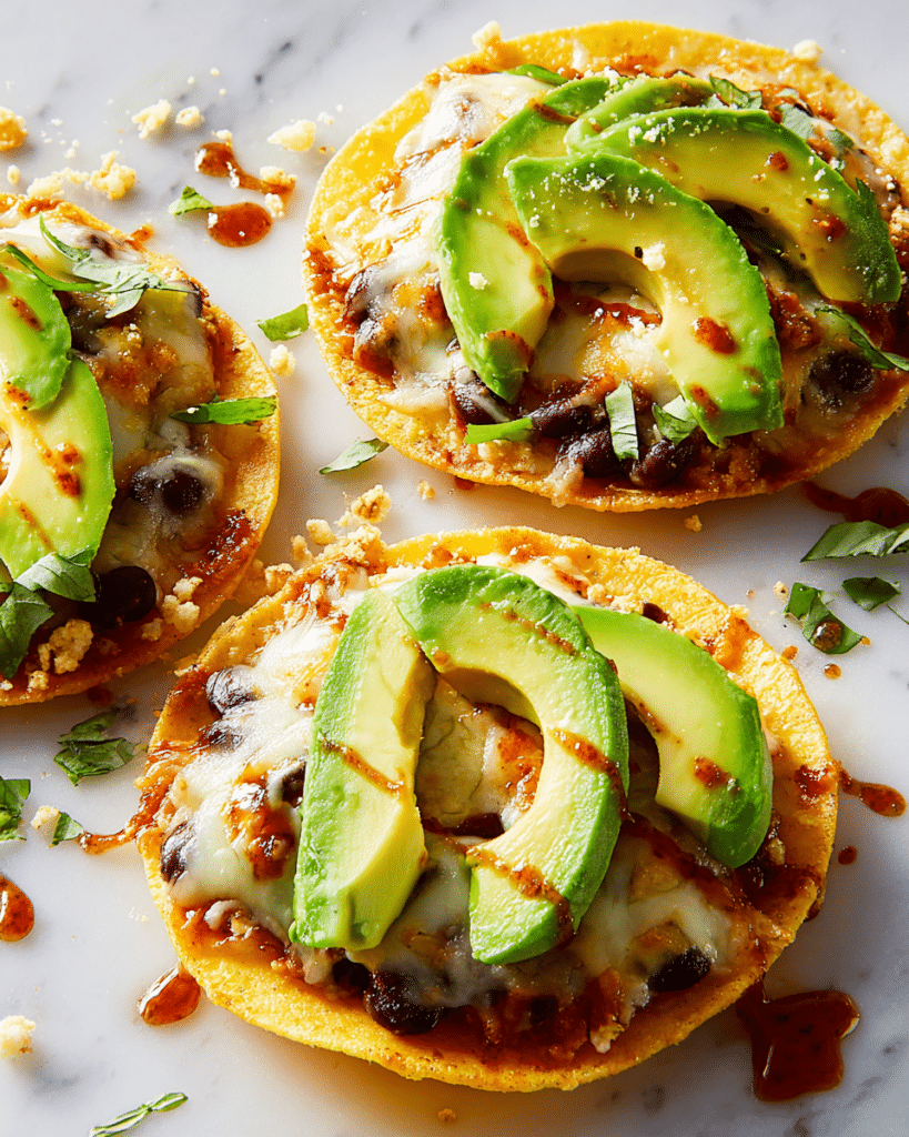 Black Bean Tostadas with Pepper Jack and Avocado Recipe