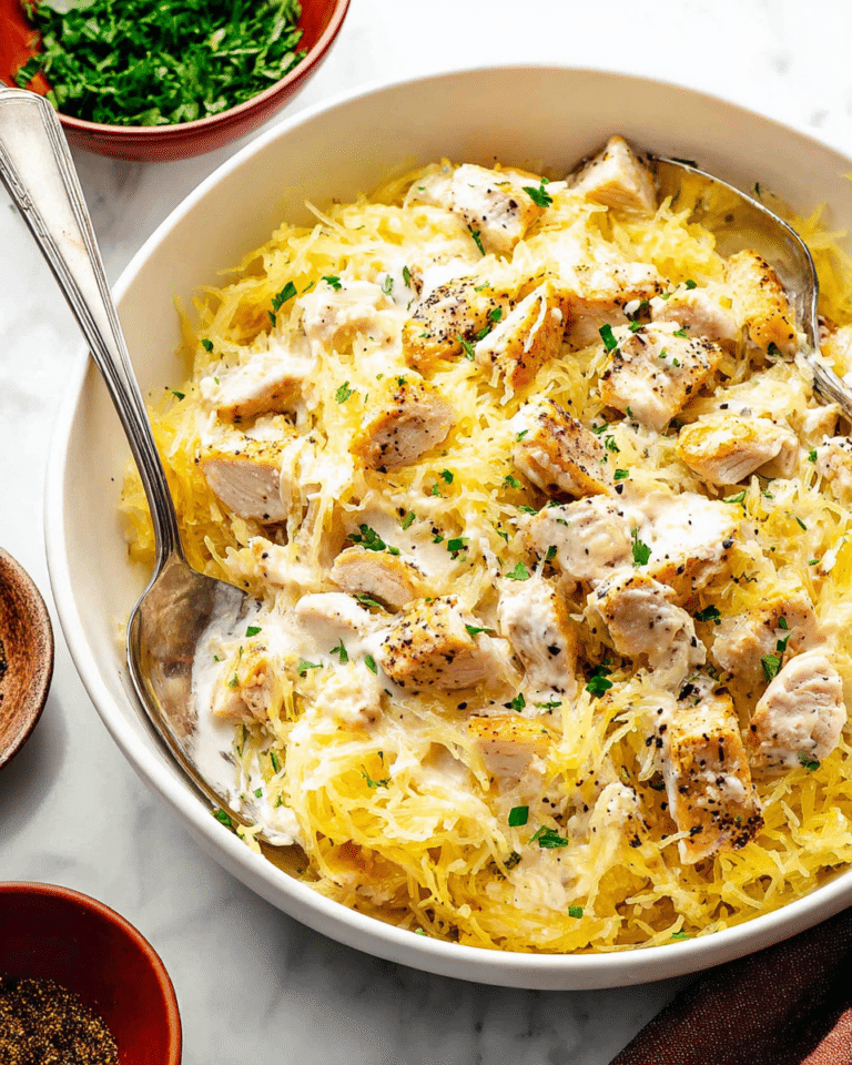 Spaghetti Squash Alfredo with Baked Chicken Recipe
