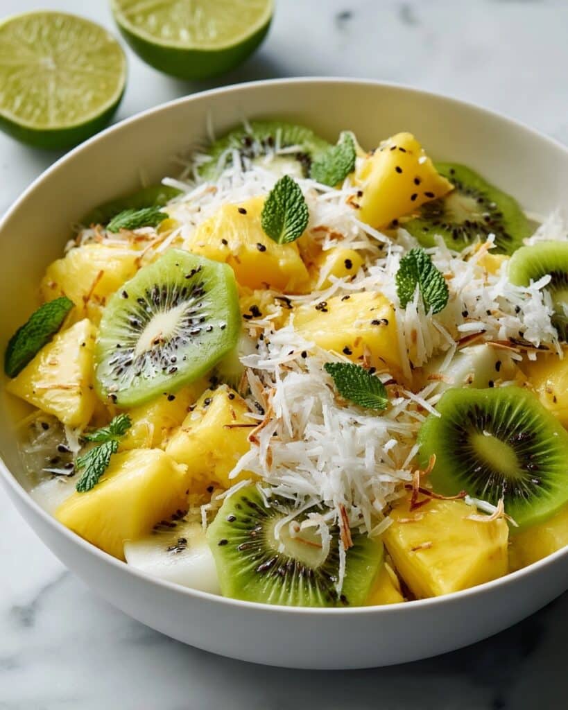 Pineapple Kiwi Salad with Toasted Coconut and Fresh Mint Recipe