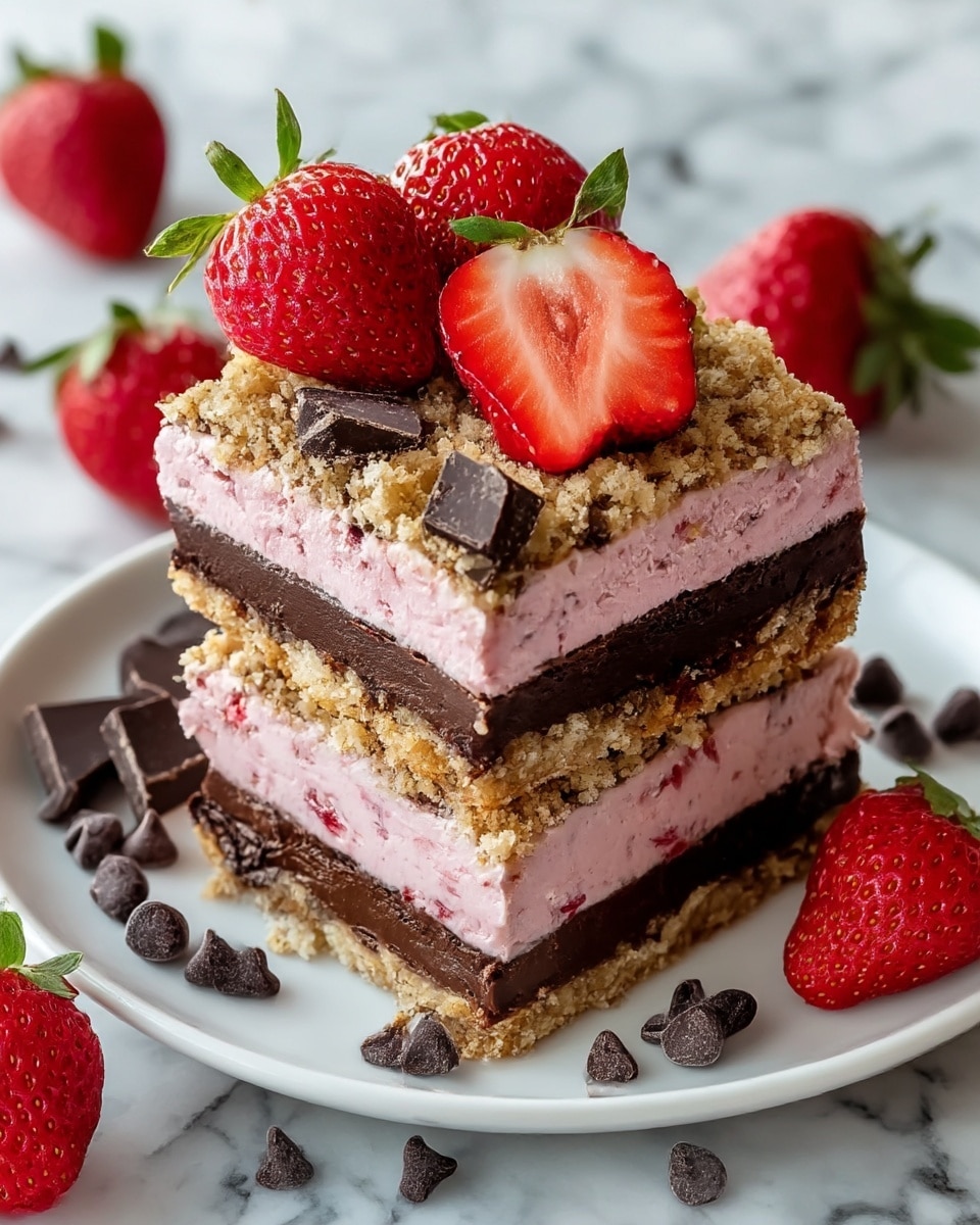 Strawberry Chocolate Crunch Cake Bars Recipe - Recipe Image